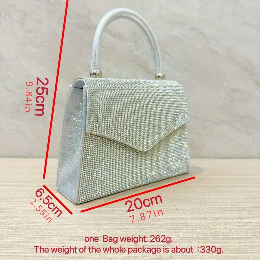 Evening Bag Clutch Purses for Women, Rhinestone silver dinner handbagBags & Wallets - Rise and Effect