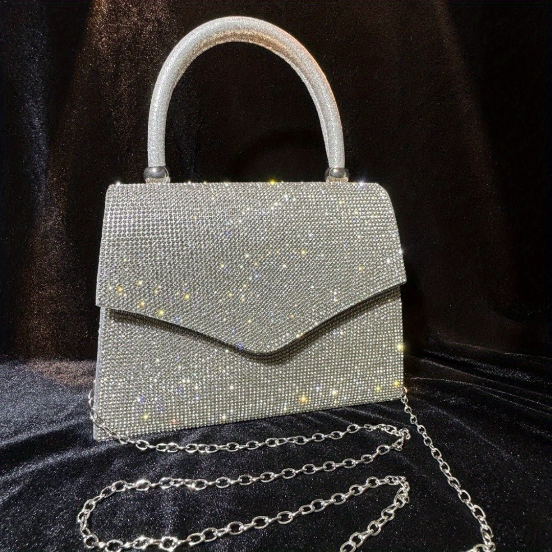 Evening Bag Clutch Purses for Women, Rhinestone silver dinner handbagBags & Wallets - Rise and Effect