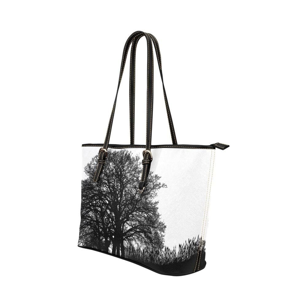 Large Leather Tote Shoulder Bag - Black and White Tree T588233Totes & Beach Bags - Rise and Effect