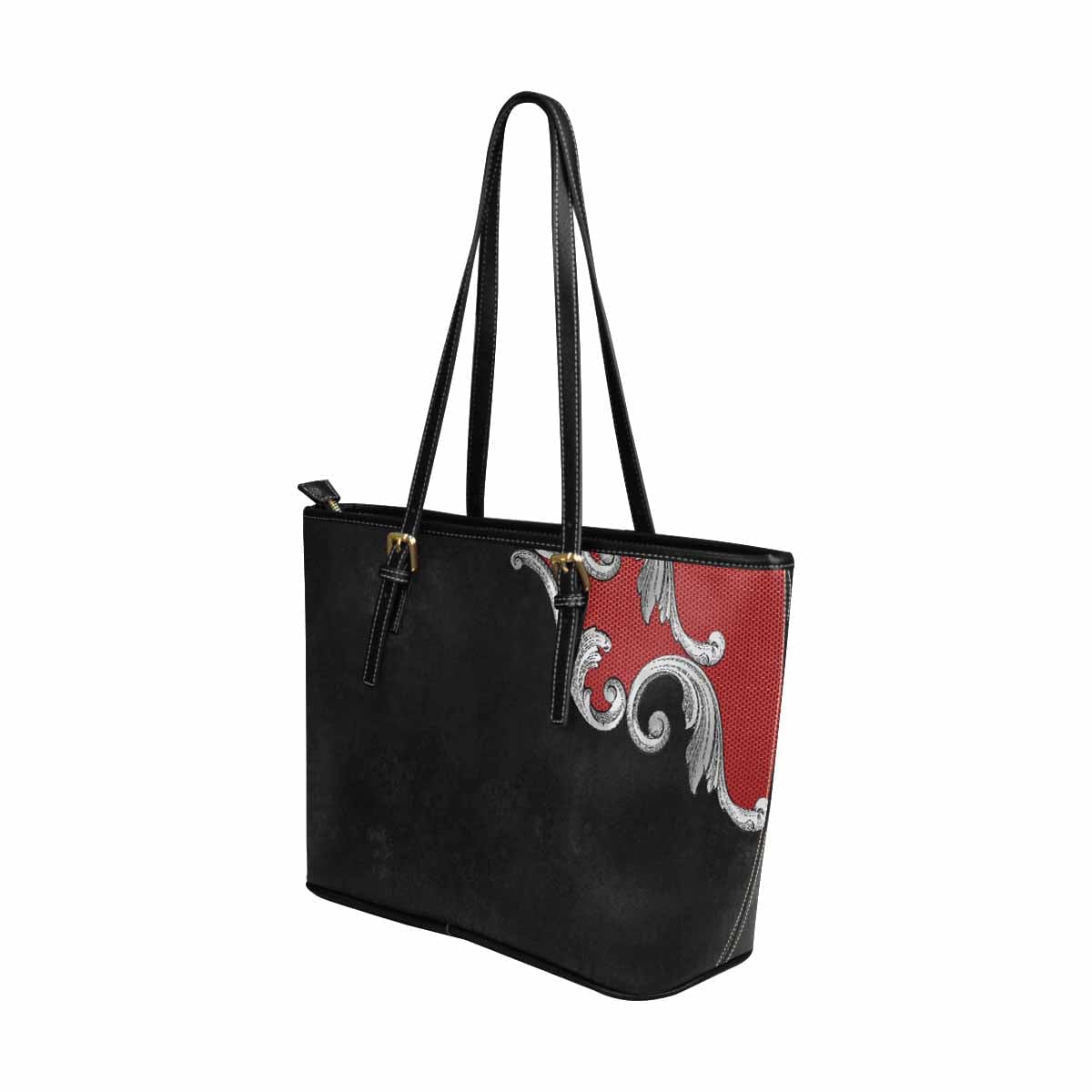 Large Leather Tote Shoulder Bag - Black Multicolor HandbagTotes & Beach Bags - Rise and Effect