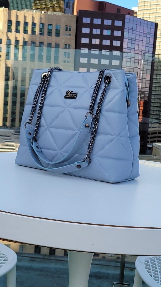 YbY Baby Blue Quilted Tote BagTote Bags - Rise and Effect