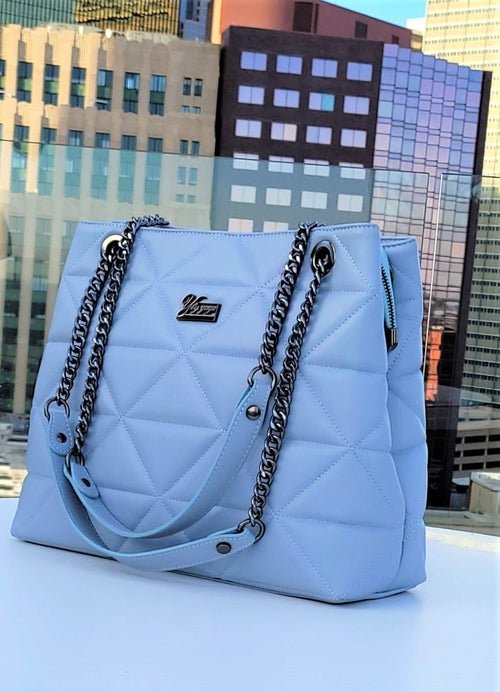 YbY Baby Blue Quilted Tote BagTote Bags - Rise and Effect