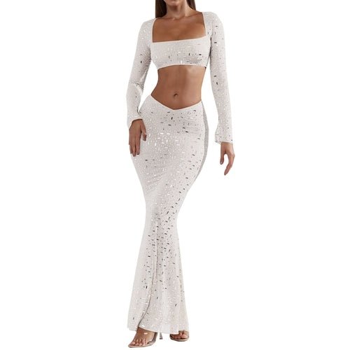 Women Clothes Sexy Rhinestone Top Mermaid Skirt Skirt SetWomen's Clothing - Rise and Effect