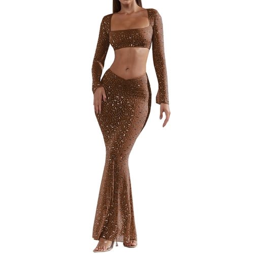 Women Clothes Sexy Rhinestone Top Mermaid Skirt Skirt SetWomen's Clothing - Rise and Effect